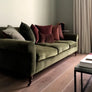 Crichton Sofa Ensemblier London Made in the UK Traditional Upholstery Down Cushions Bespoke Legs
