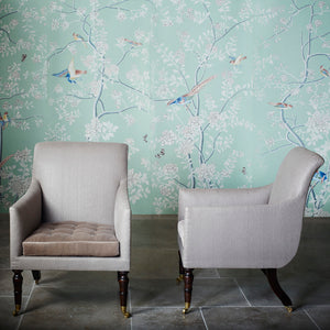 trafalgar armchair by ensemblier london bespoke upholstery using natural fabrics