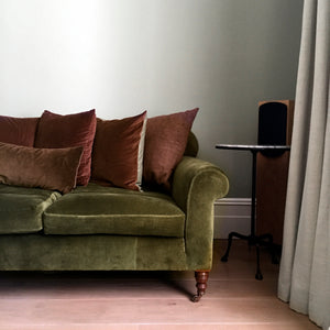 Crichton Sofa Ensemblier London Made in the UK Traditional Upholstery Hand Dyed Velvet Sustainable Manufacture