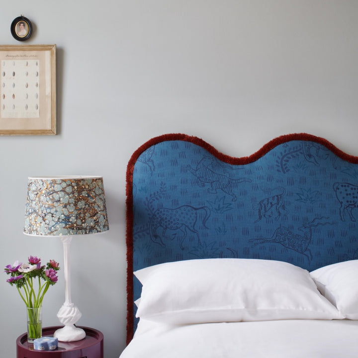 Kyma bespoke headboard using sustainable natural materials and handcrafted in the UK by Ensemblier London